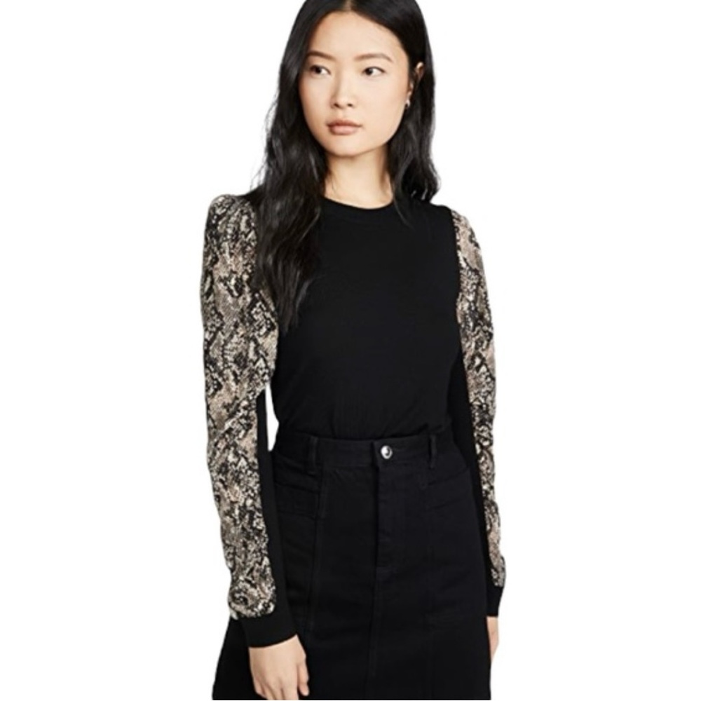 Veronica Beard alder snake print mixed media sweater M